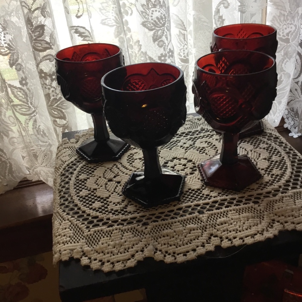 Avon Cape Cod Red Water Wine Goblets